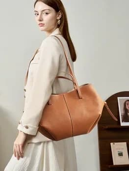 leather shoulder bag versatile niche handbag