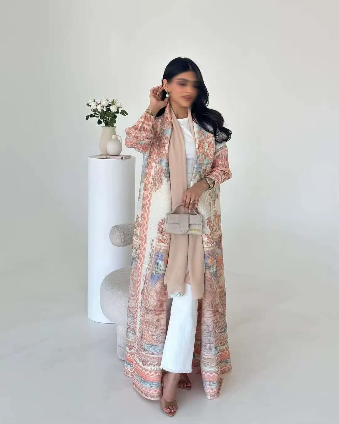 Miyake Style Pleated Abaya Kimono